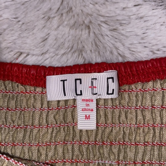 TCEC Faux leather sleeveless peplum red top Excellent preowned condition size M - Picture 9 of 11